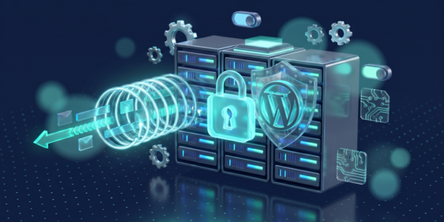 Astuces WordPress : securite, durcissement et SSL offload (logo WordPress, cadenas, bouclier, reverse proxy)